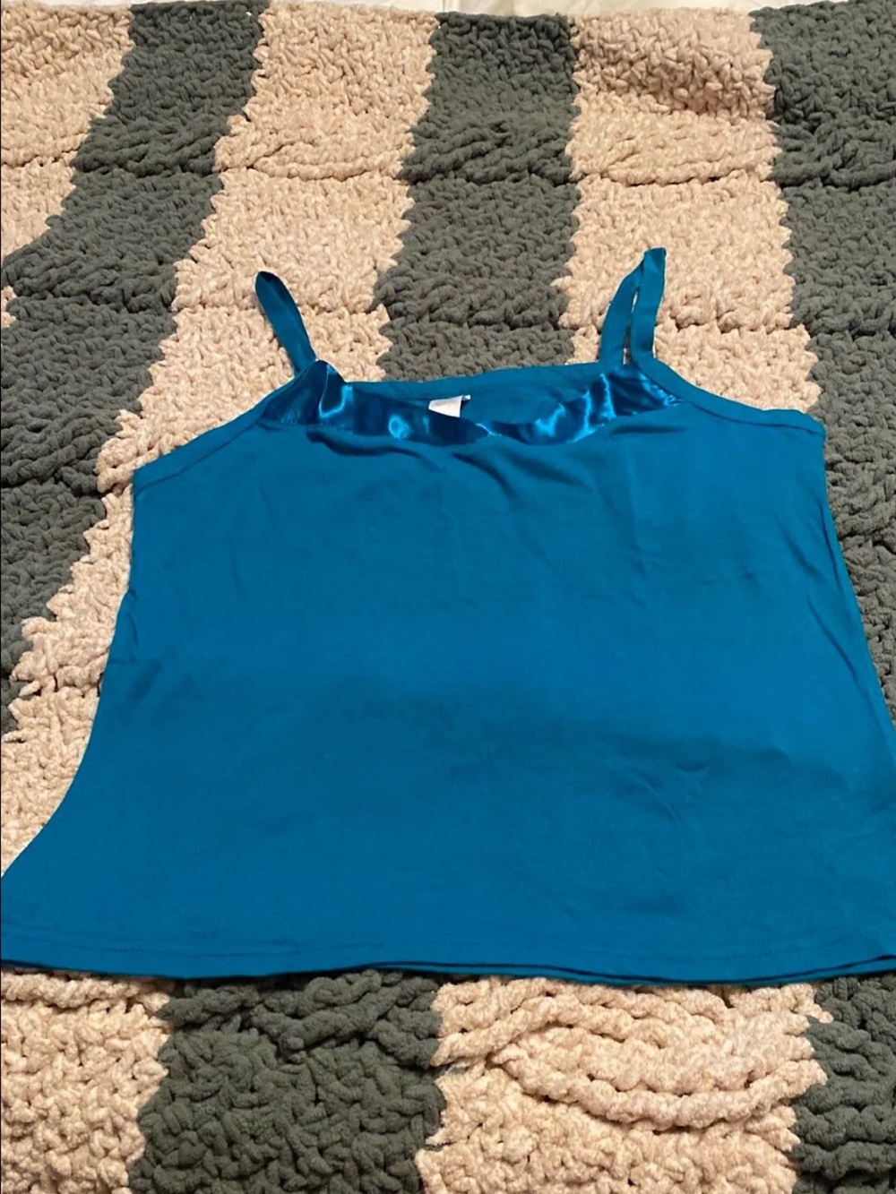 Satin-Trim Teal Women's Camisole